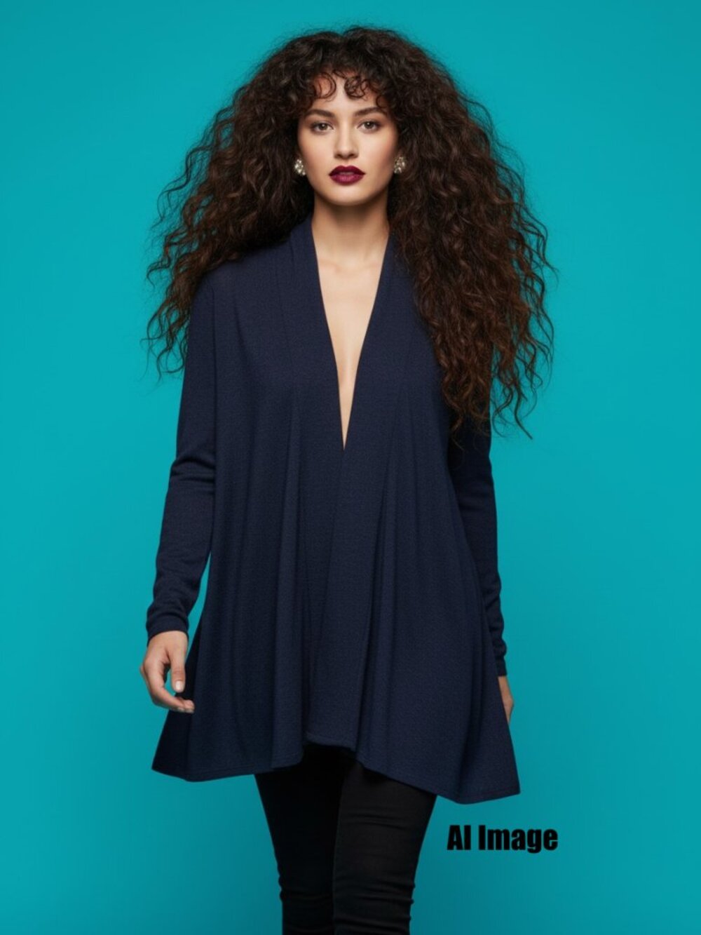 Bobeau Navy Blue Open Front Cardigan Sweater